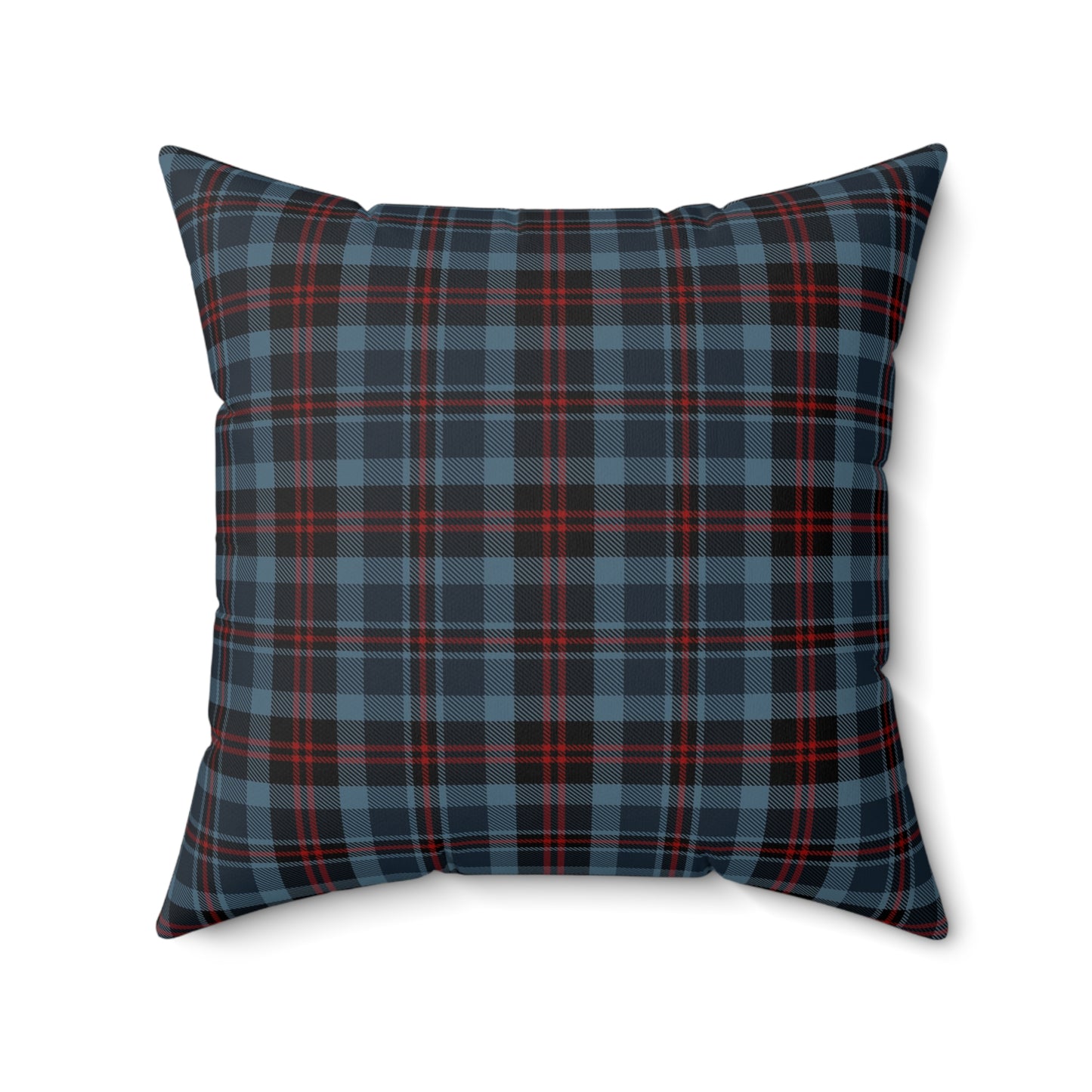 Highland Hearth Blue Plaid Faux Suede Pillow
