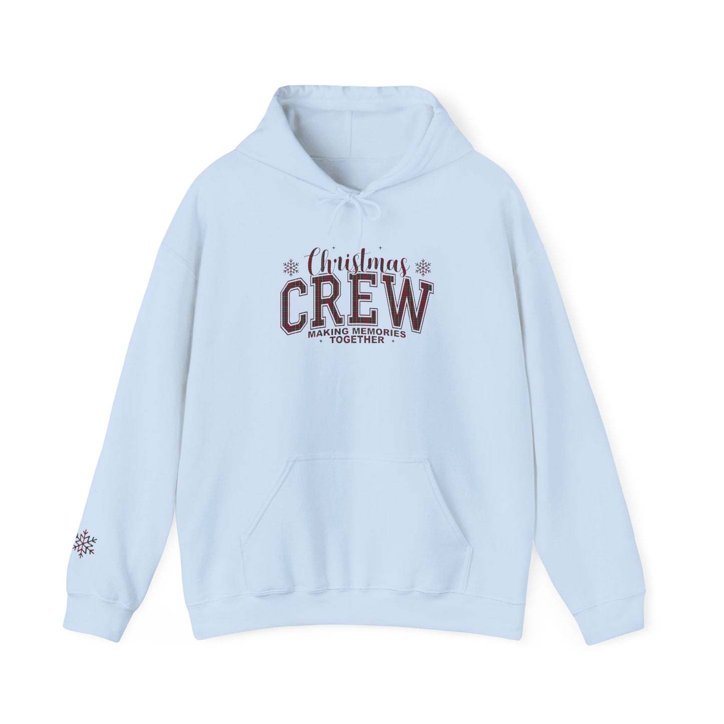 Christmas Crew Plaid Graphic Hoodie (with Snowflake Accent)