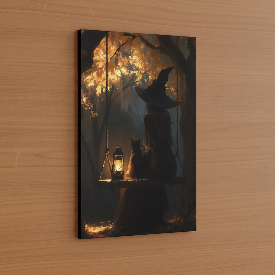 The Witch and her Cat Matte Canvas Wall Art
