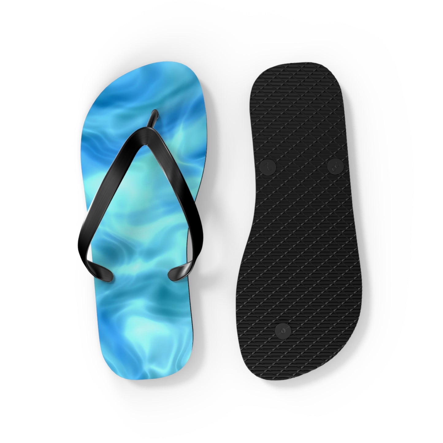 Swirling Water Flip Flops — Blue Water Marble Beach Sandals