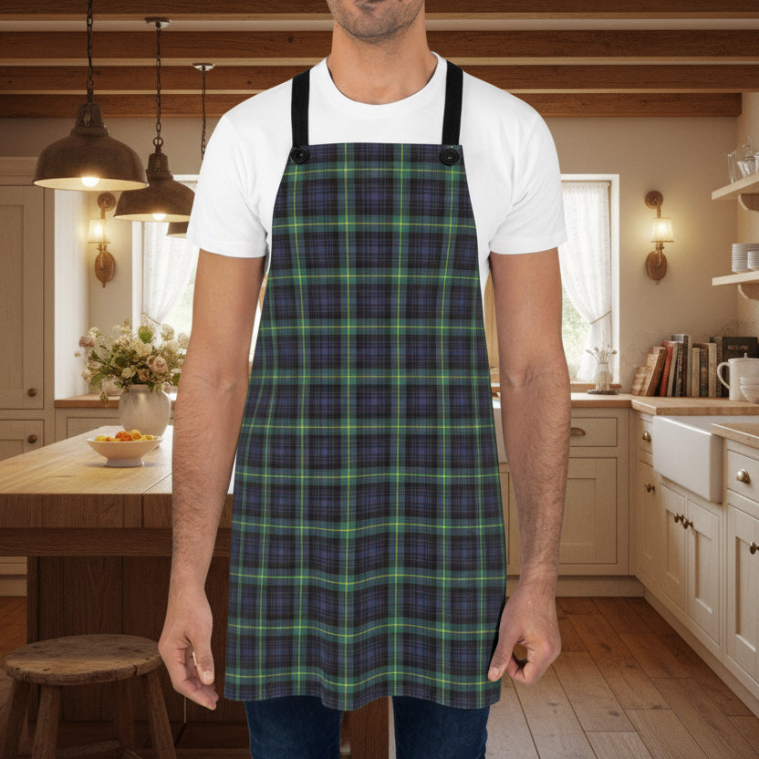 Green & Navy Tartan Plaid Apron