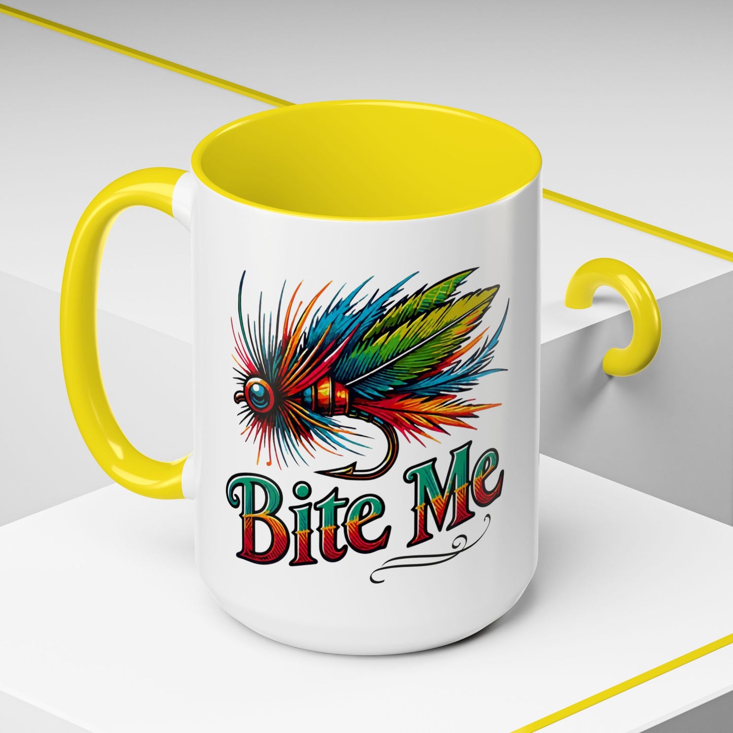 Fishing Lure “Bite Me” 15oz Accent Coffee Mug