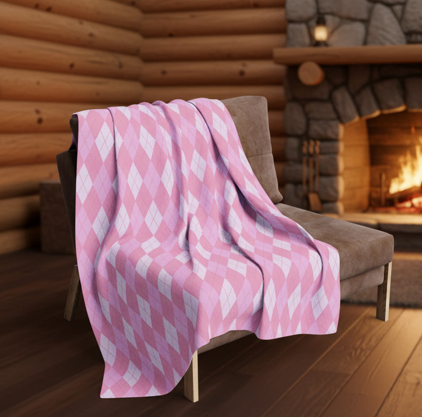 Pink Argyle Fleece Blanket