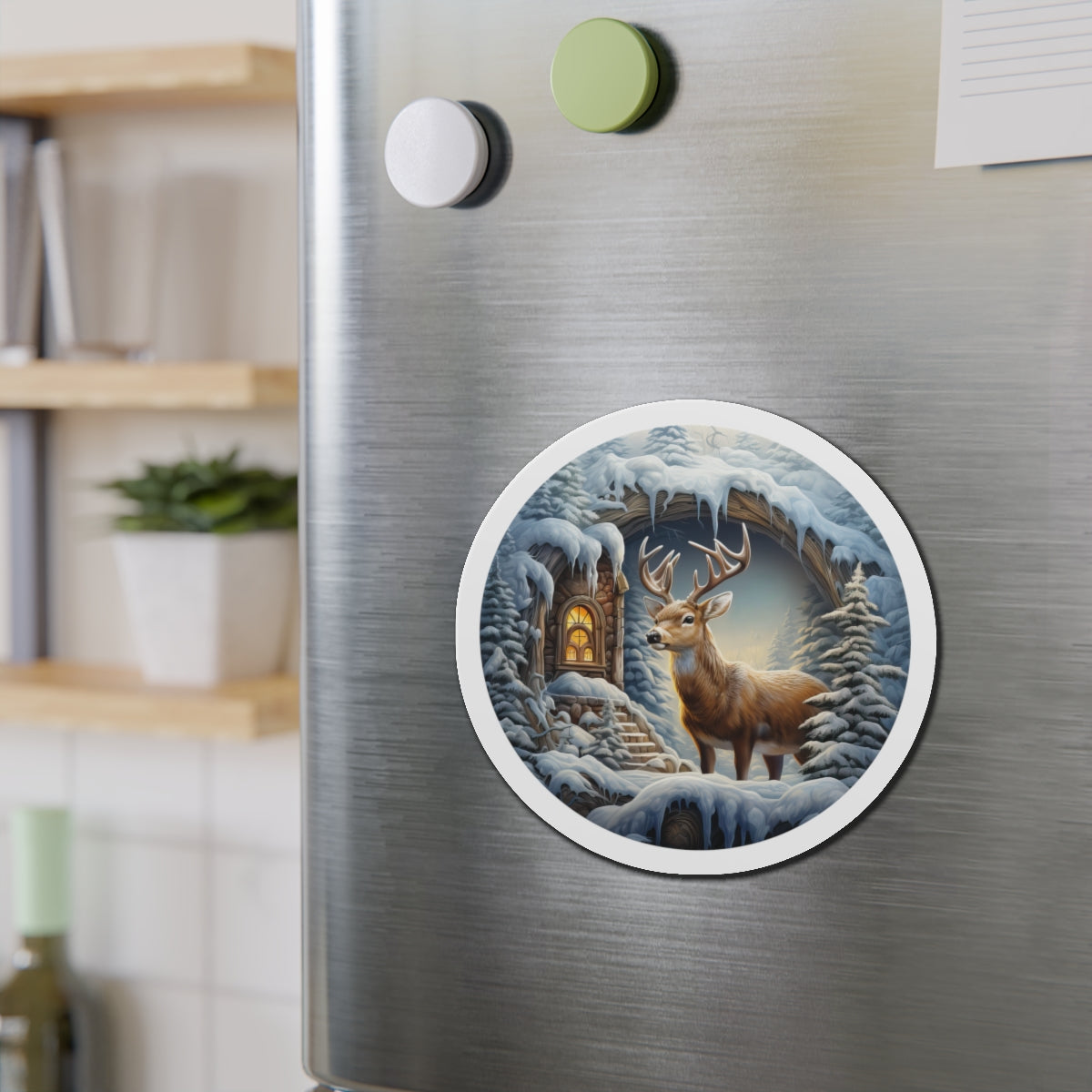 Winter Forest Deer Magnet
