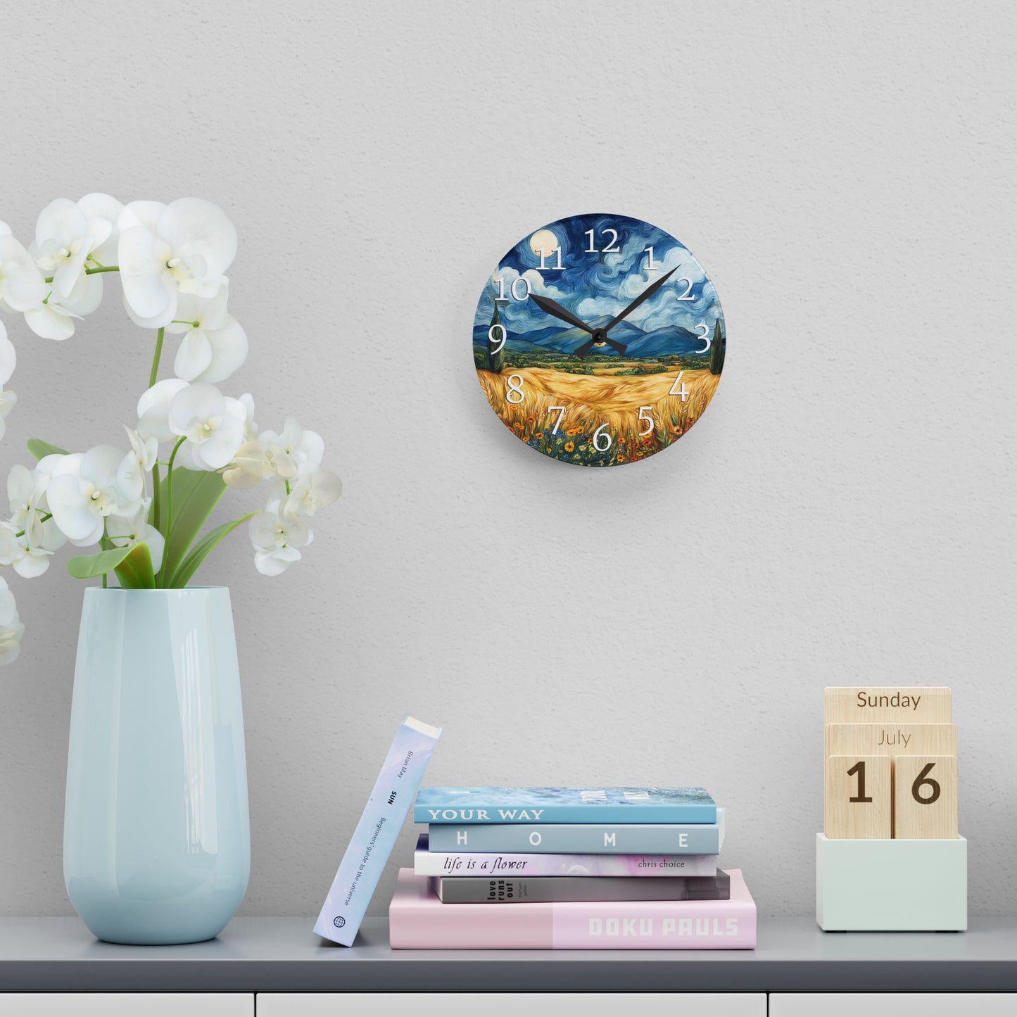 Van Gogh Style Acrylic Wall Clock