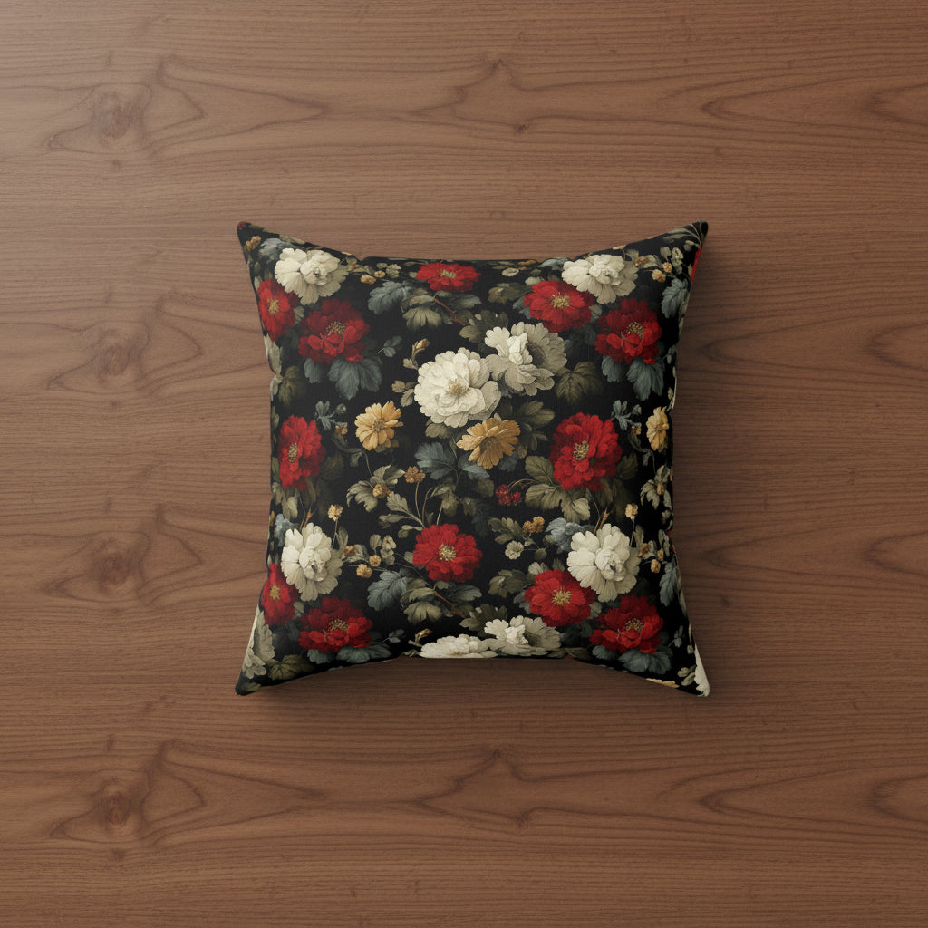 Vintage Roses Faux Suede Pillow