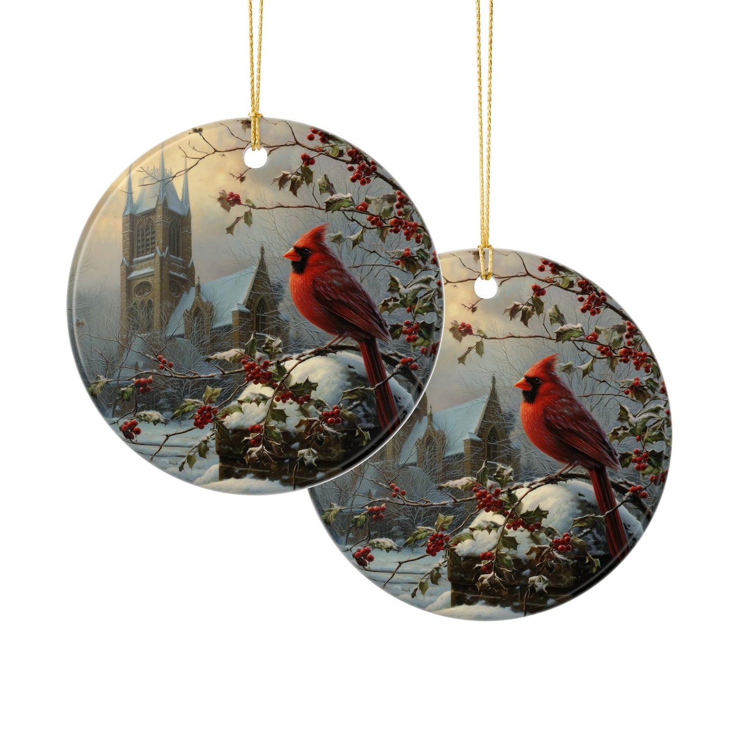 Cardinal Cathedral Christmas Ornament