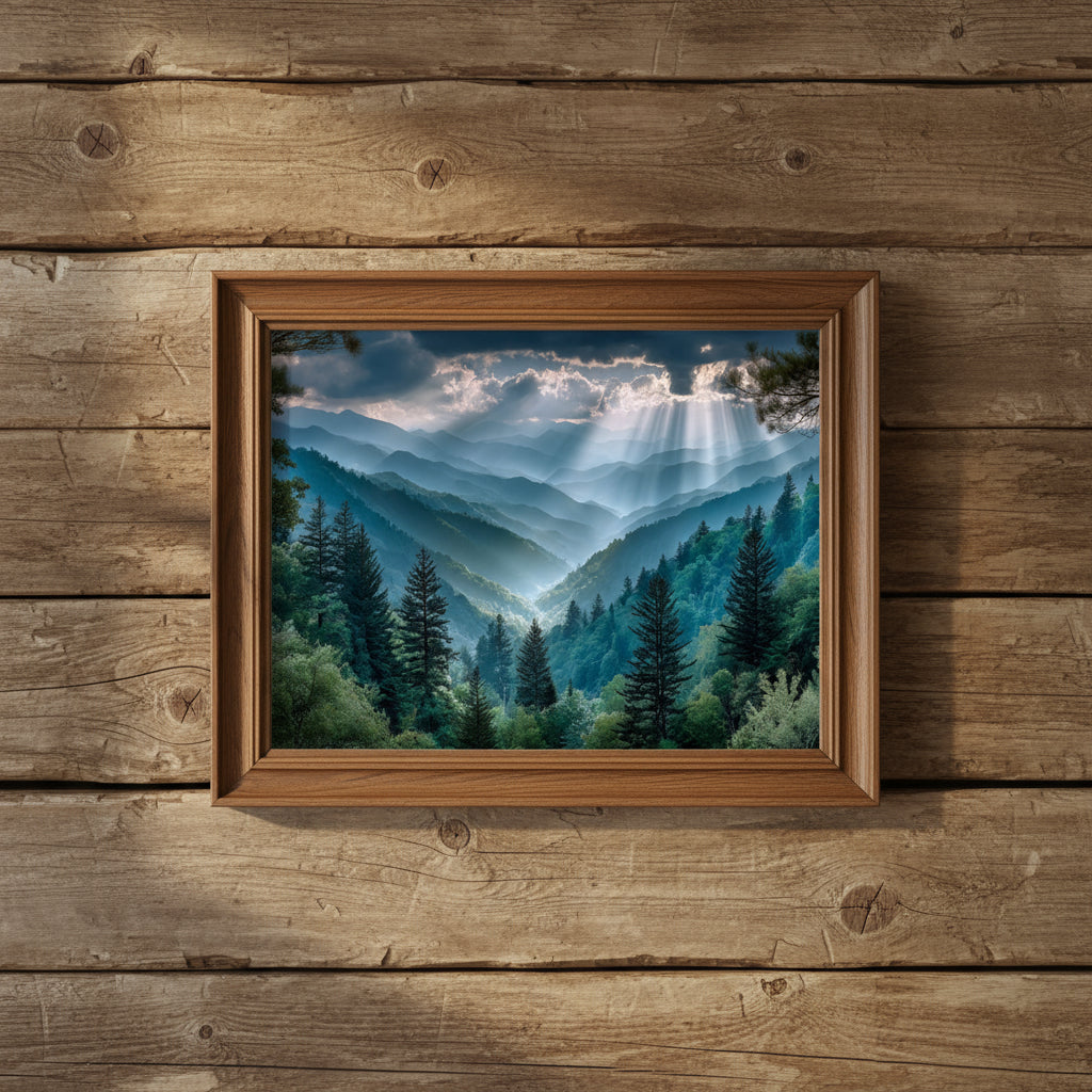 Light Over Wildwood  Satin Poster Art Print