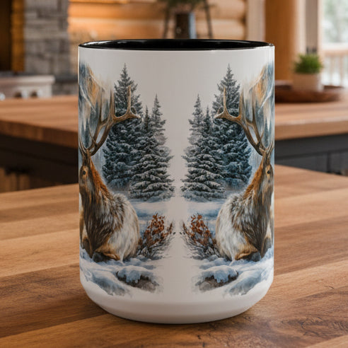 Winter Elk 15oz Accent Coffee Mug