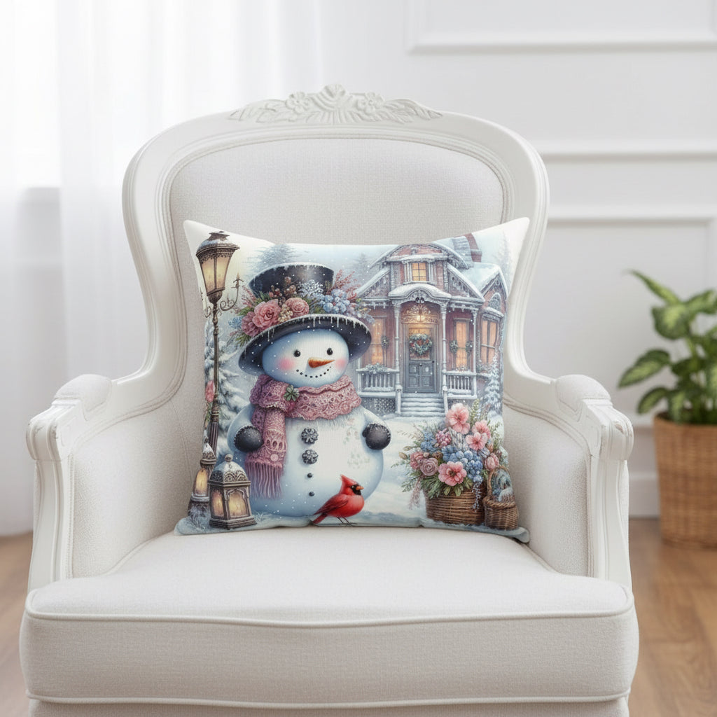 Cozy Winter Snowman Pillow