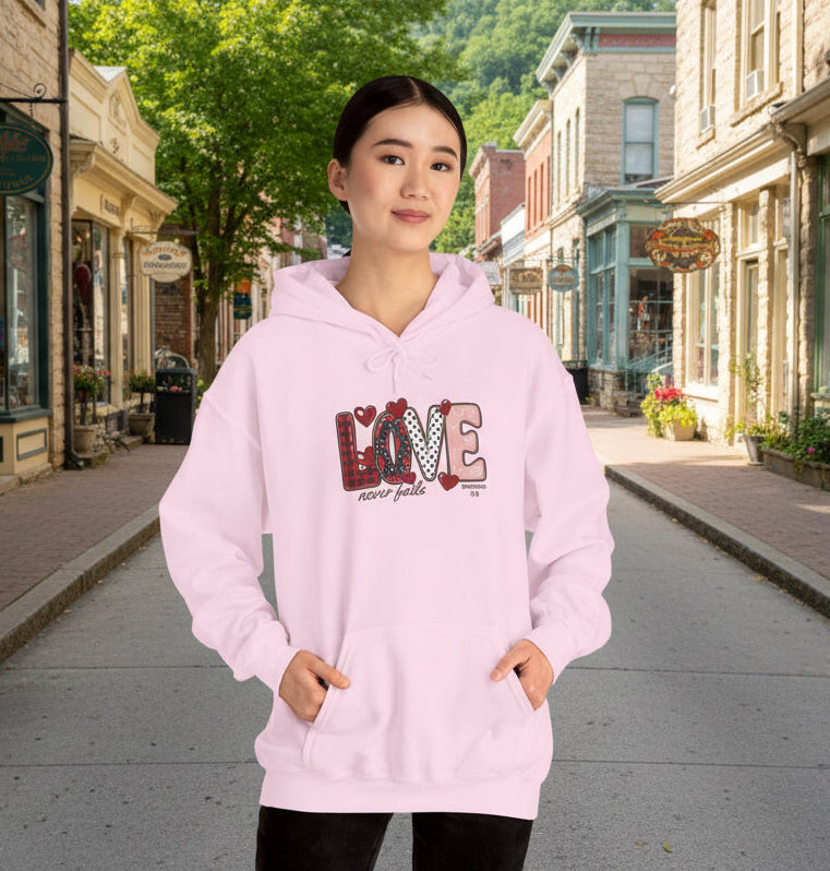 Love Never Fails Valentine’s Day Hoodie