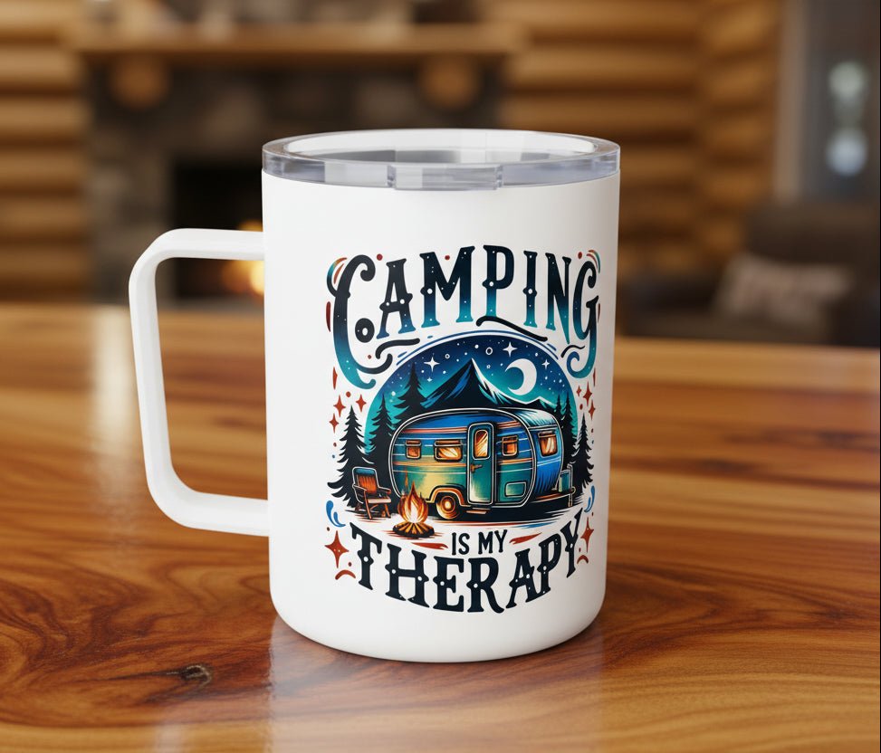Camping Therapy 10oz Insulated Coffee Mug