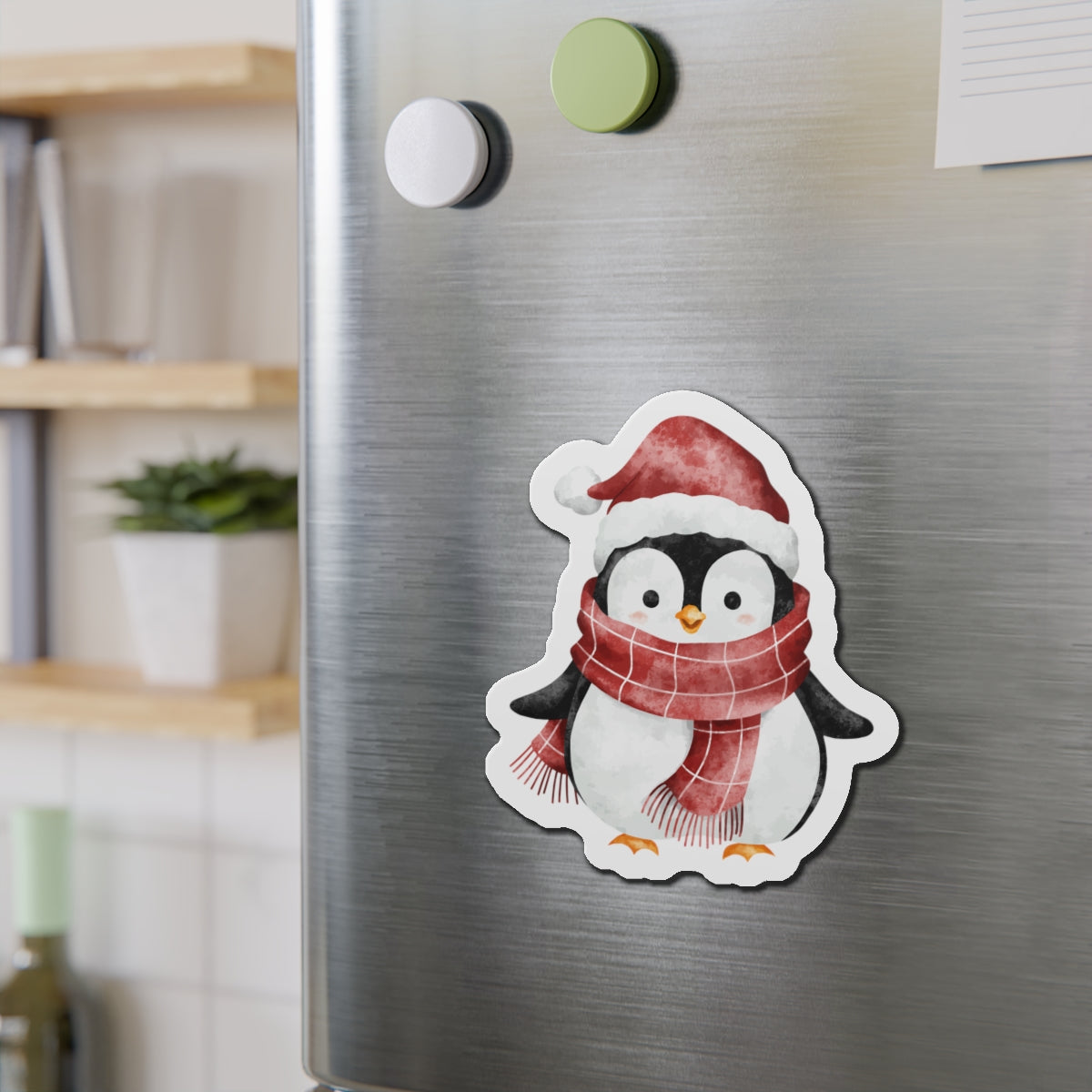 Penguin with Plaid Scarf Fridge Magnet