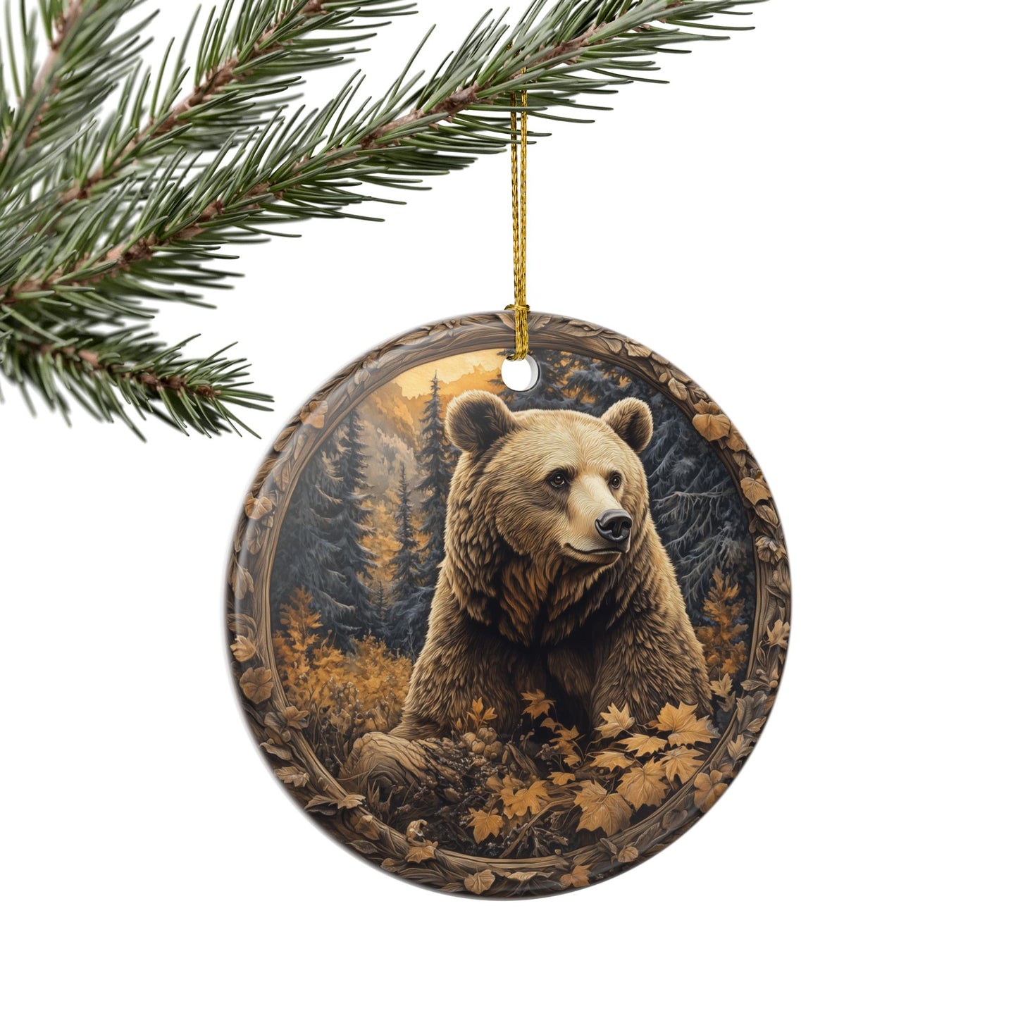 Grizzly Bear Christmas Ornament
