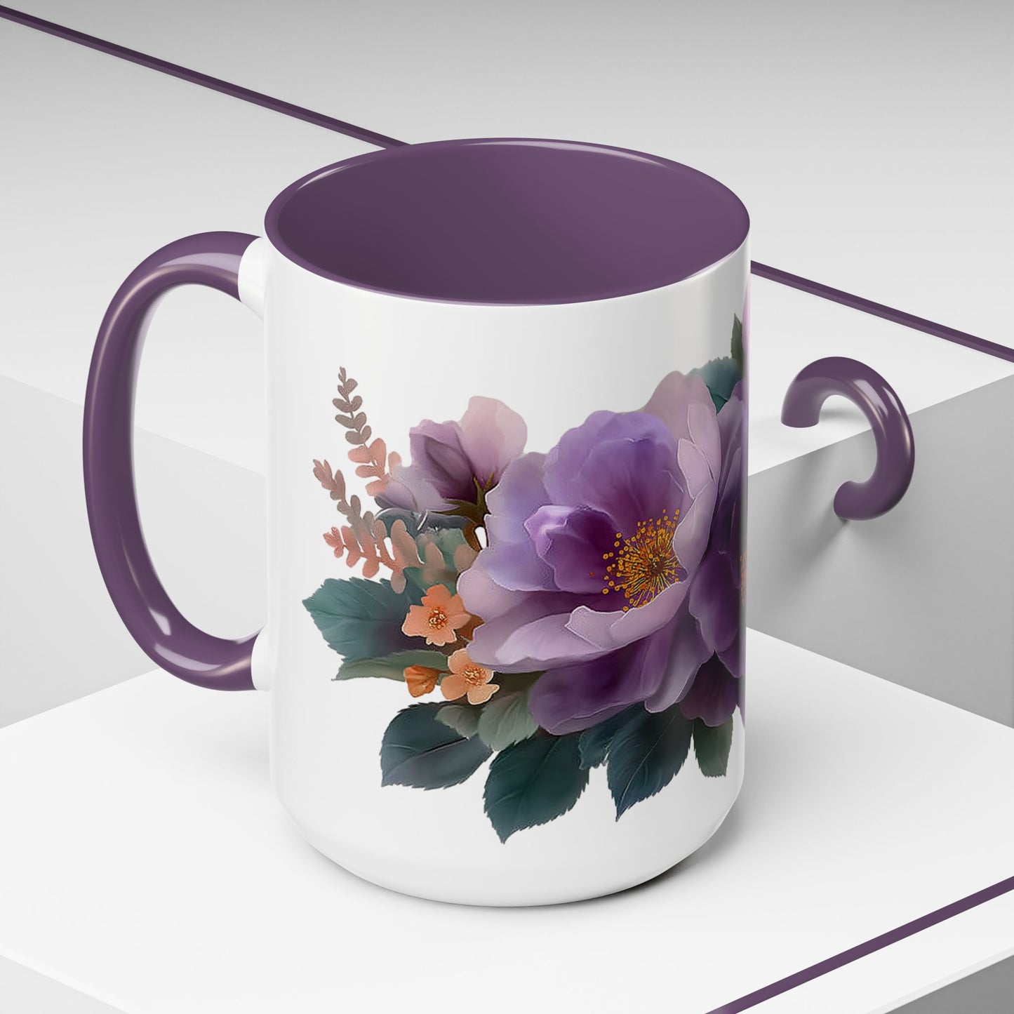 Purple Floral Bouquet 15oz Accent Coffee Mug
