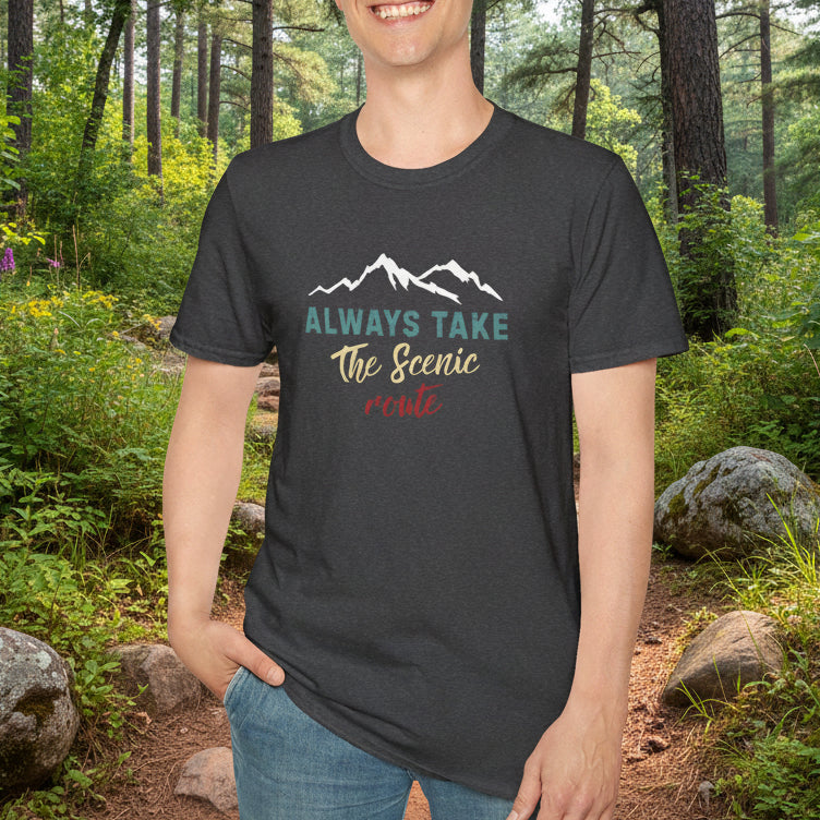 Always Take The Scenic Route Mountain Travel Tee