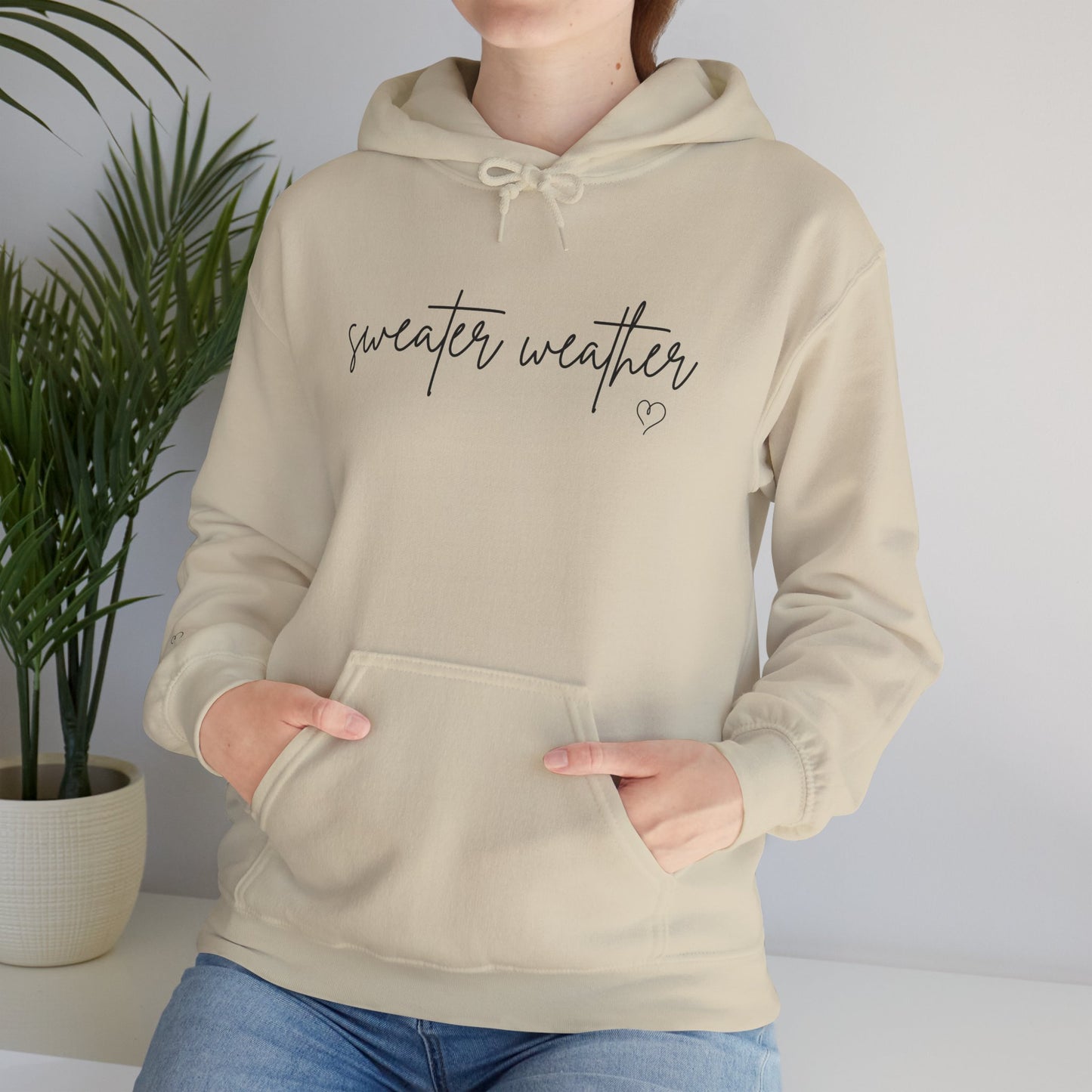 Sweater Weather Hoodie with Heart accent sleeve