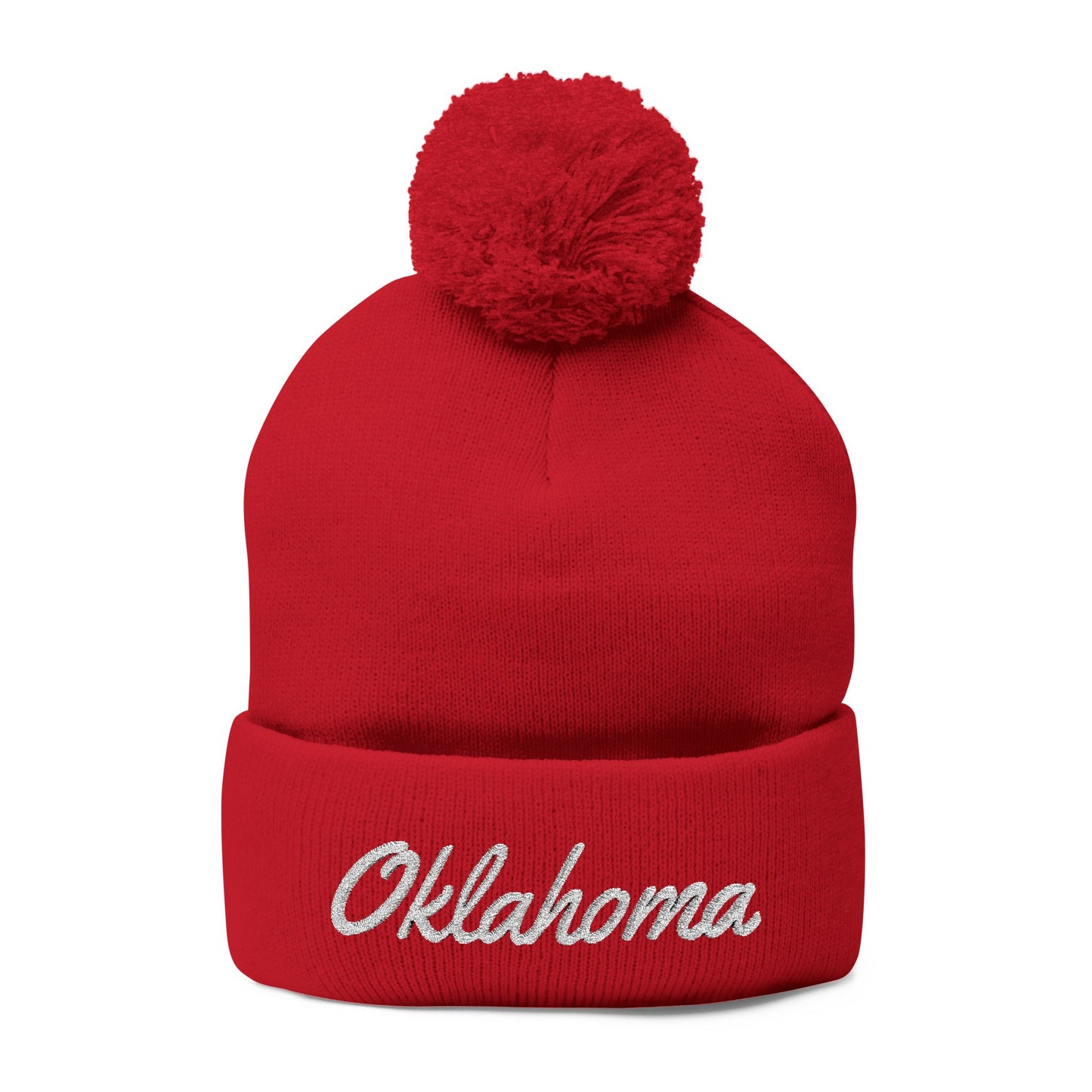 Oklahoma Embroidered Pom-Pom Knit Cap — Oklahoma Beanie for Fans