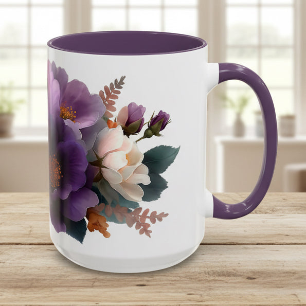 Purple Floral Bouquet 15oz Accent Coffee Mug