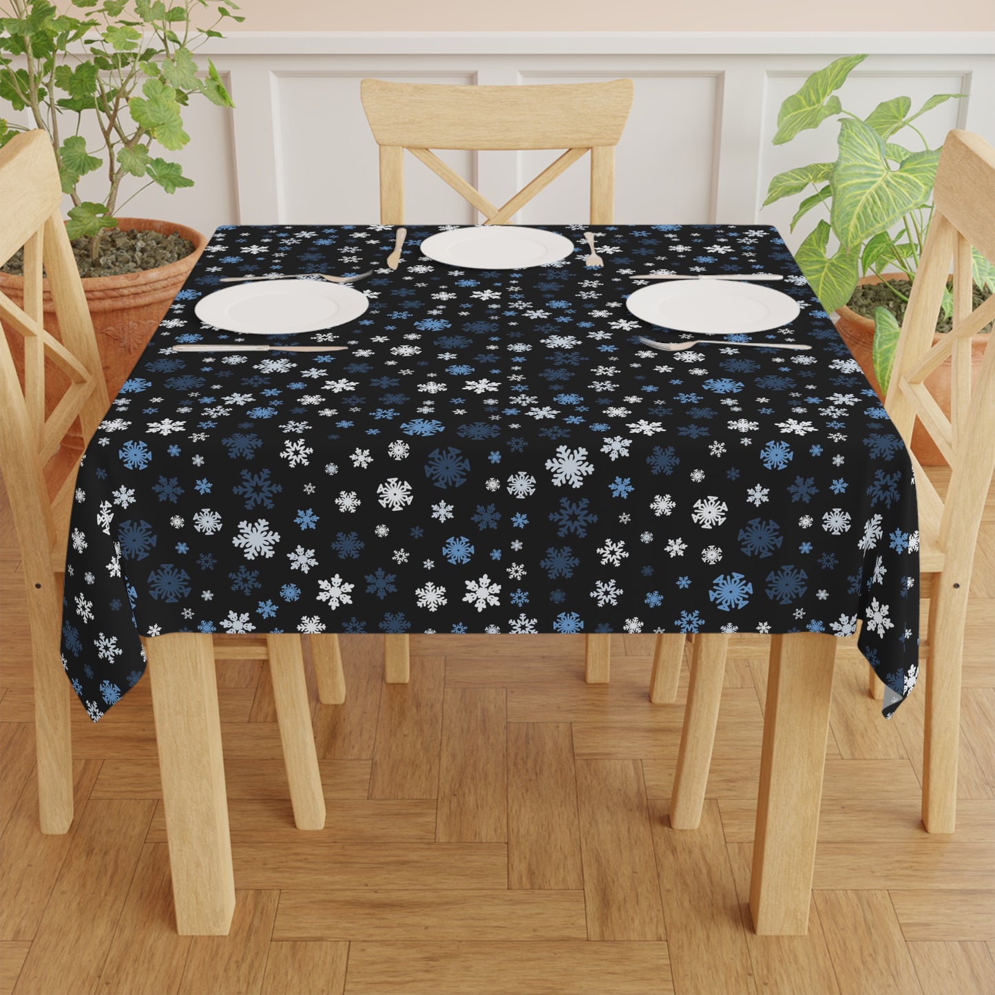 Blue Snowflakes Tablecloth