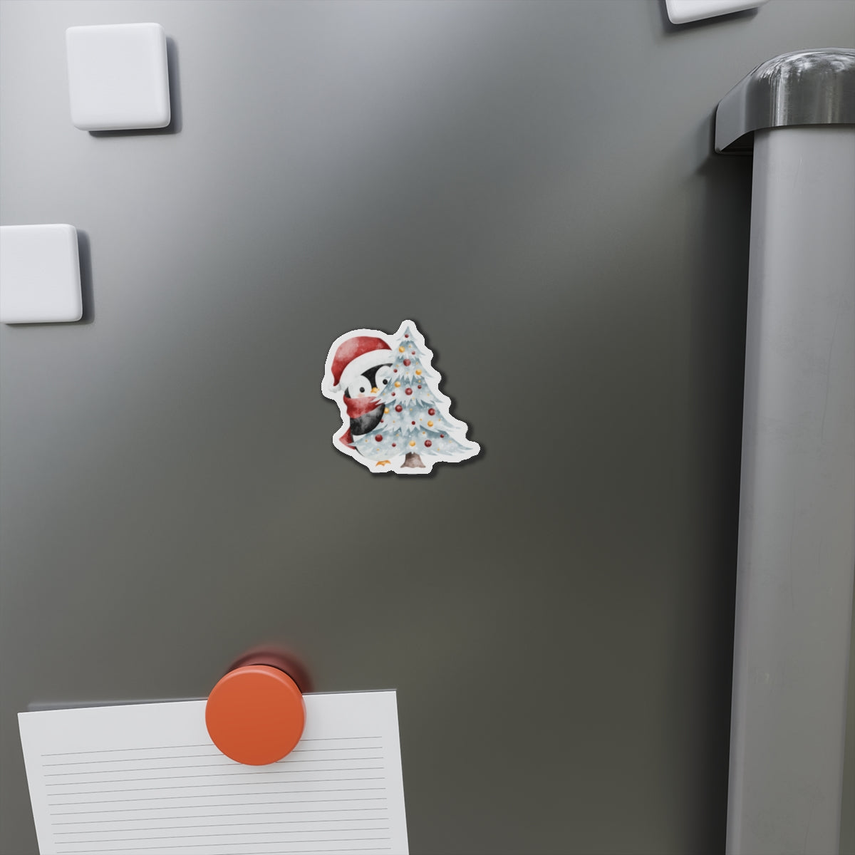 Penguin with Christmas Tree Fridge Magnet