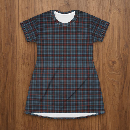 Highland Hearth Blue Plaid T-Shirt Dress