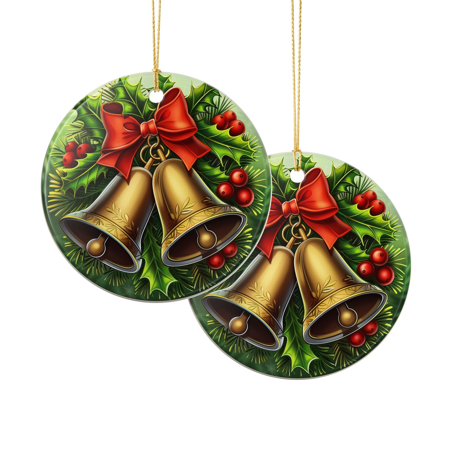 Golden Bells Ceramic Christmas Ornament