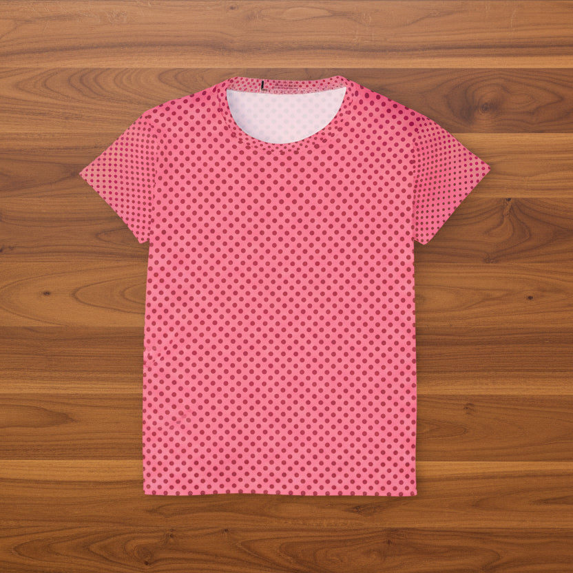 Pink Polka Dot Women's Sports Jersey - All-Over Print Athletic Tee
