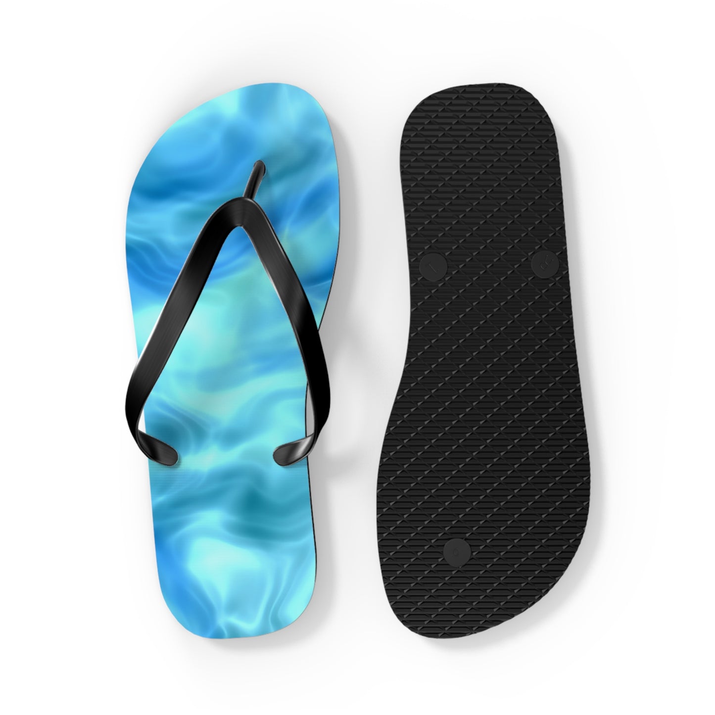 Swirling Water Flip Flops — Blue Water Marble Beach Sandals