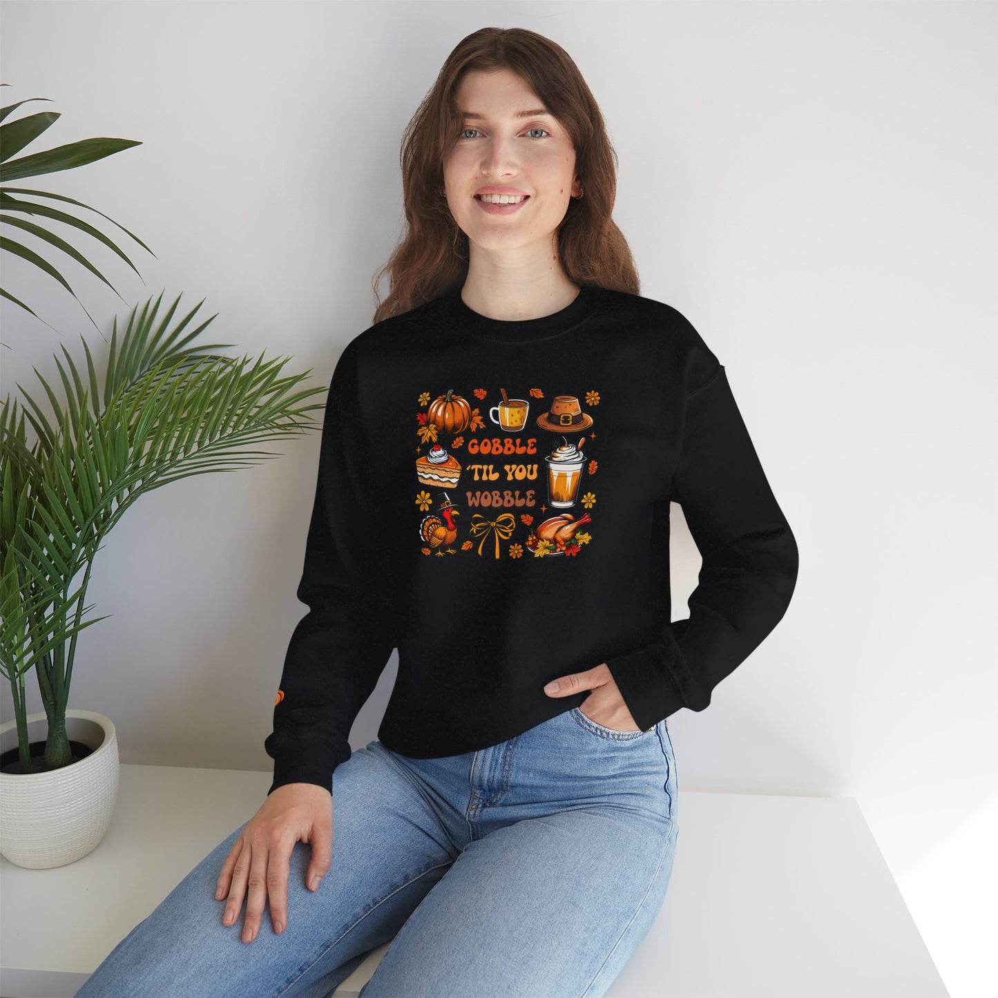 Gobble ’Til You Wobble Thanksgiving Crewneck Sweatshirt