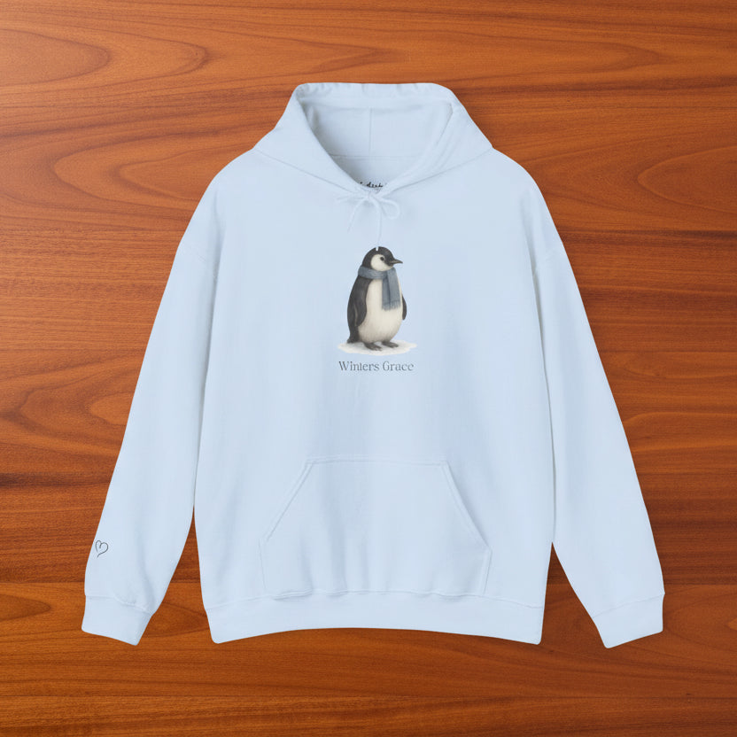 Winter's Grace Penguin Hoodie w/ heart sleeve accent