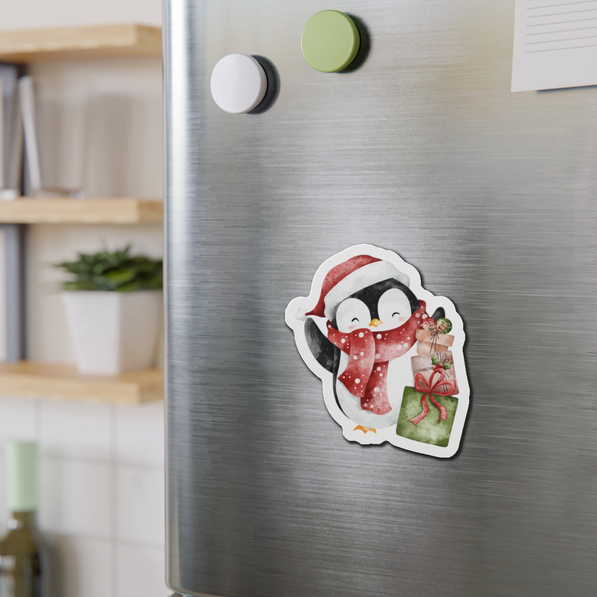 Penguin with Gifts Fridge Magnet