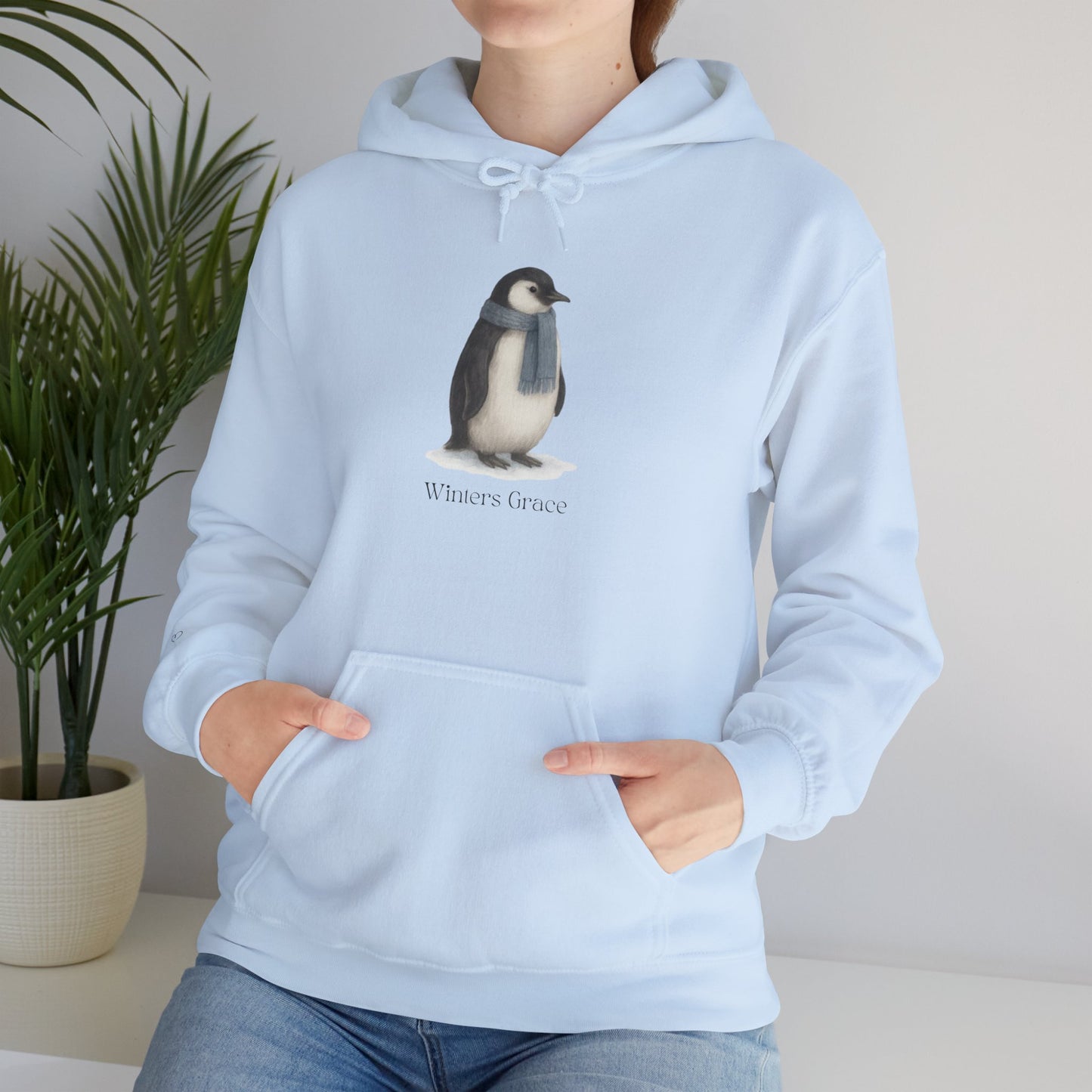 Winter's Grace Penguin Hoodie w/ heart sleeve accent