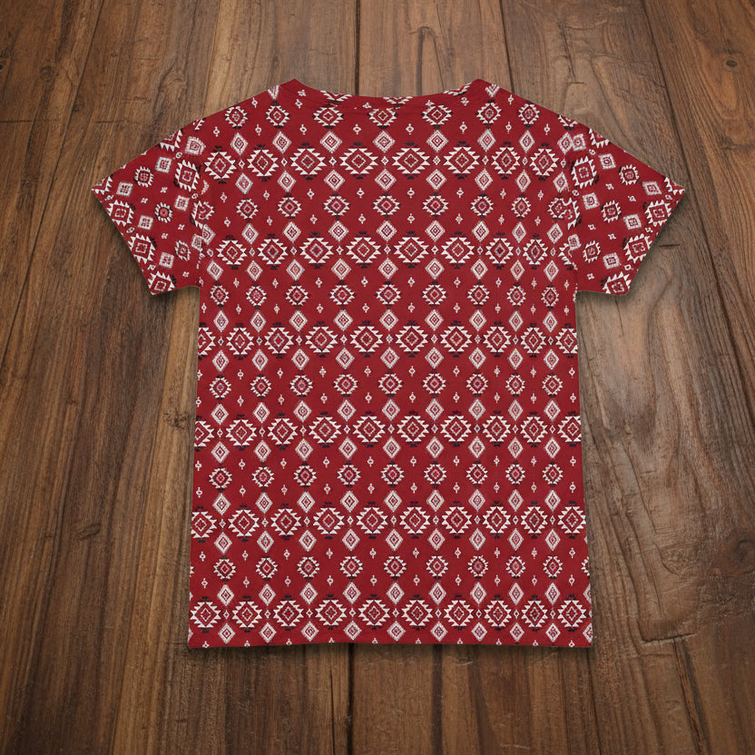 Crimson Tribal Motif Women's T-Shirt