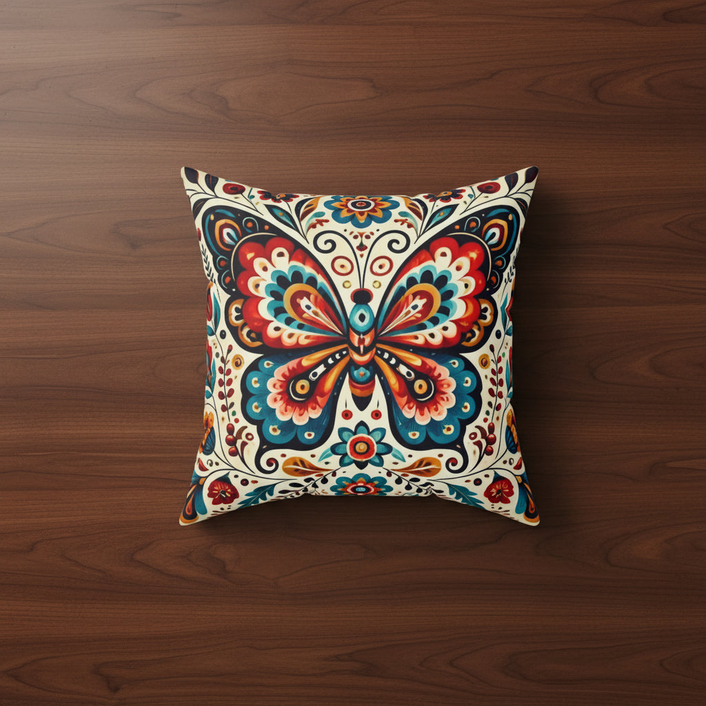Boho Butterfly Faux Suede Pillow