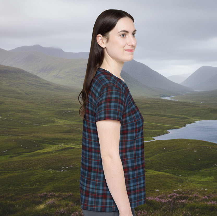 Highland Hearth Blue Plaid Women’s Sports Jersey