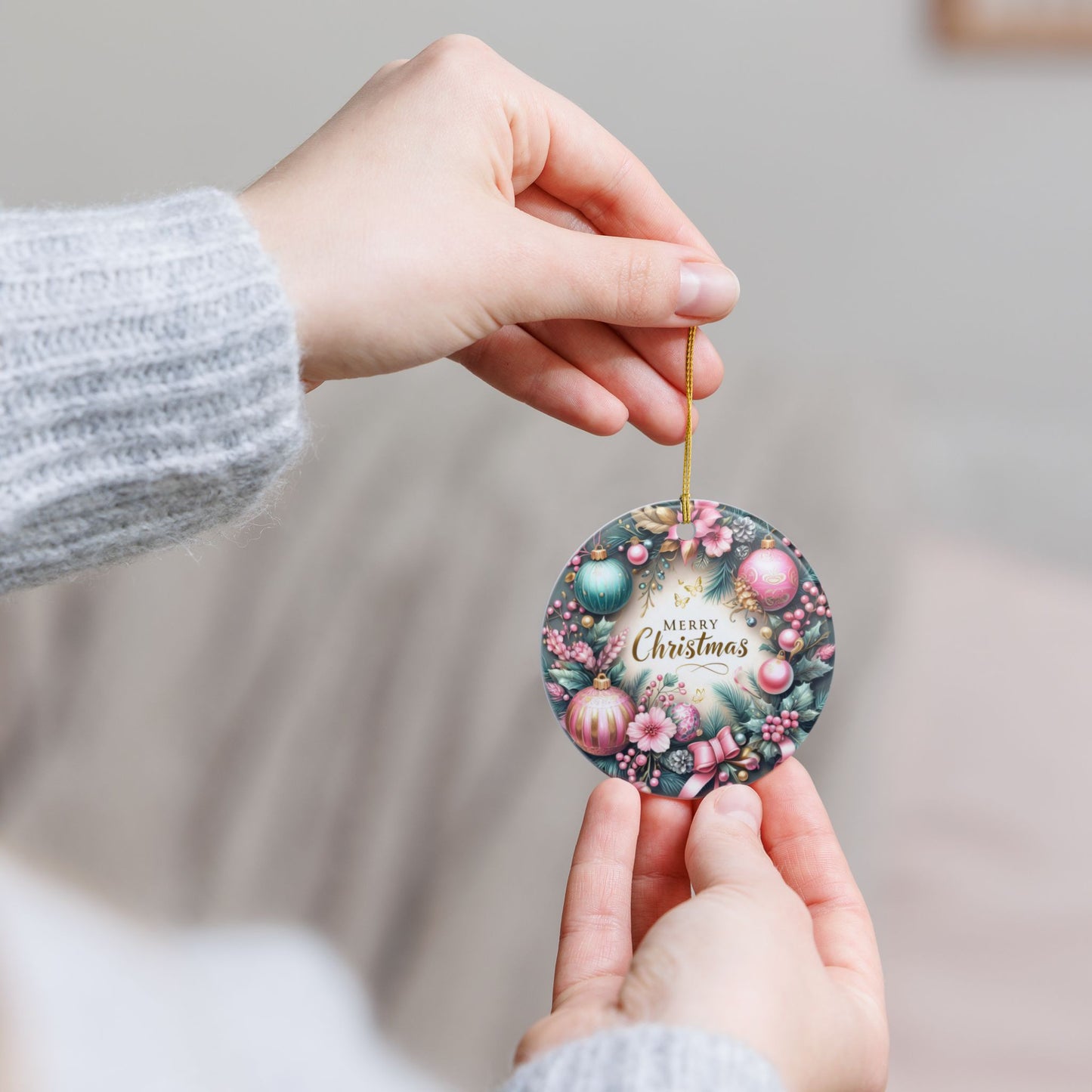 Christmas Elegance Ceramic Ornament