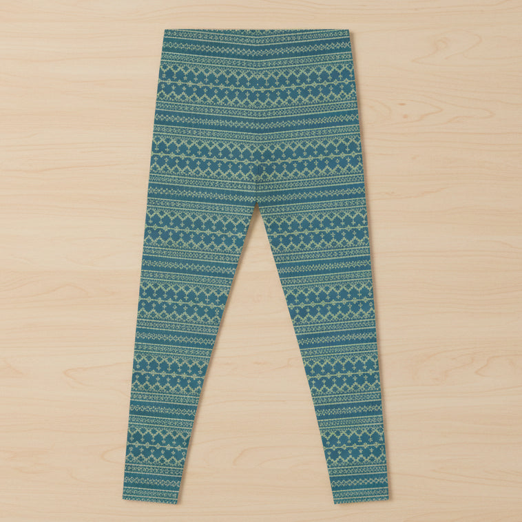 Teal Fair Isle Pattern Leggings