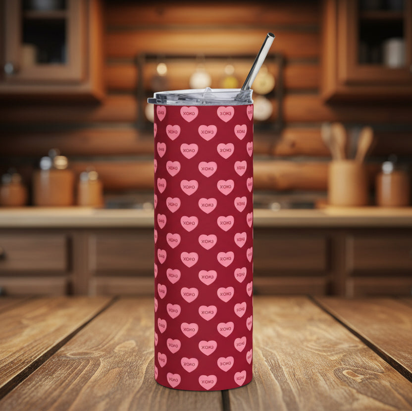 Valentine Conversation Heart 20oz Stainless Steel Tumbler