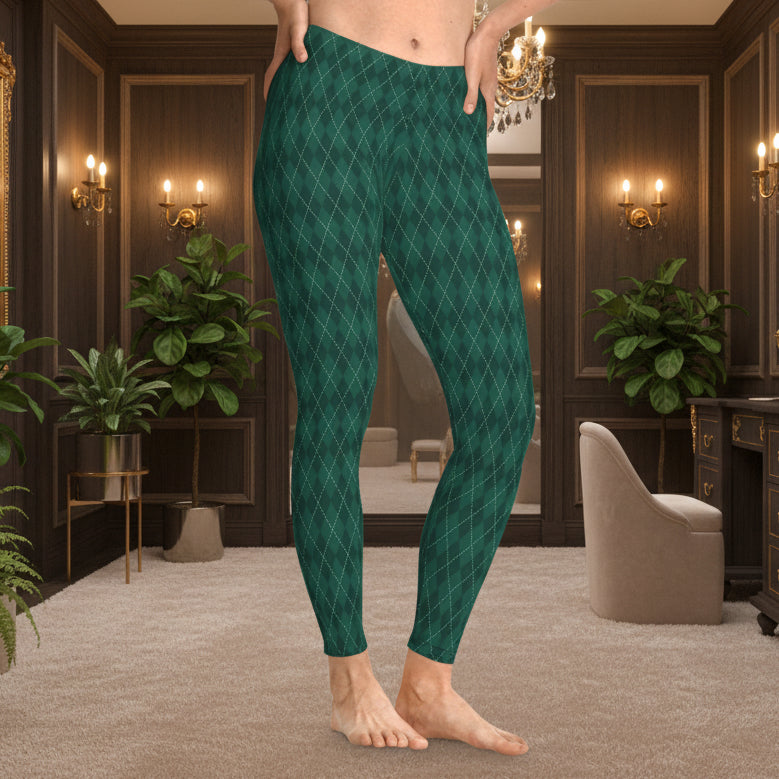 Green Argyle Leggings