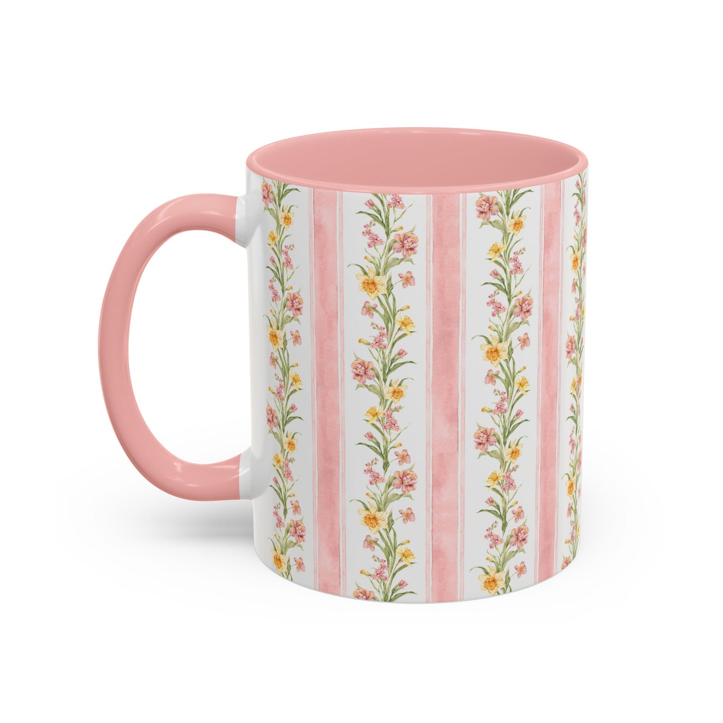 Floral Stripe Accent Coffee Mug | 11oz, 15oz