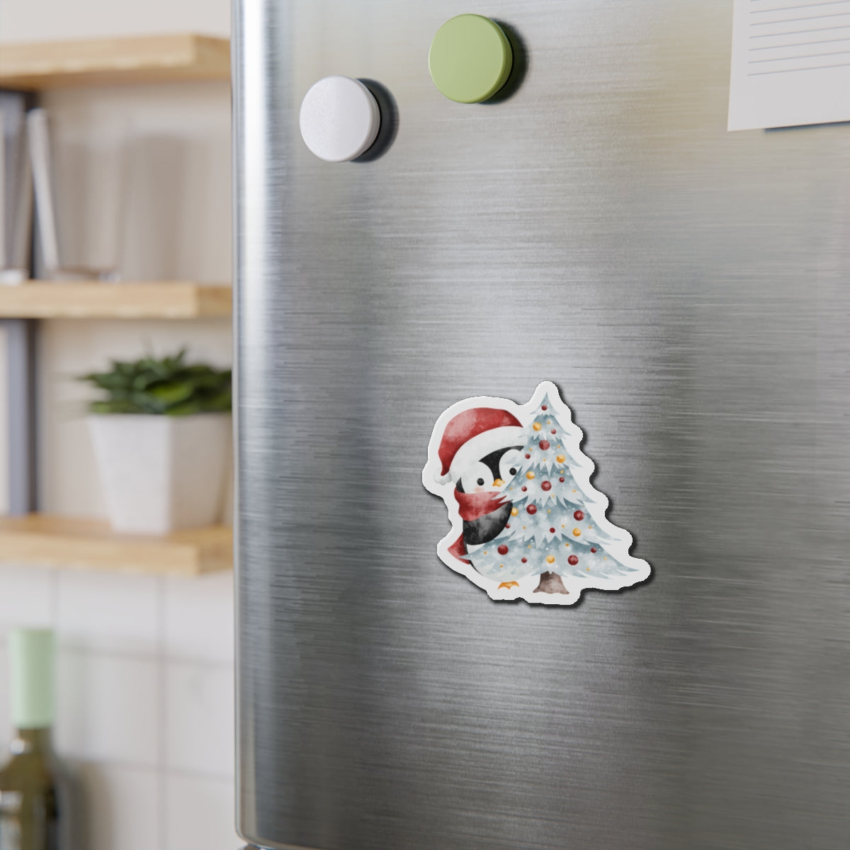 Penguin with Christmas Tree Fridge Magnet