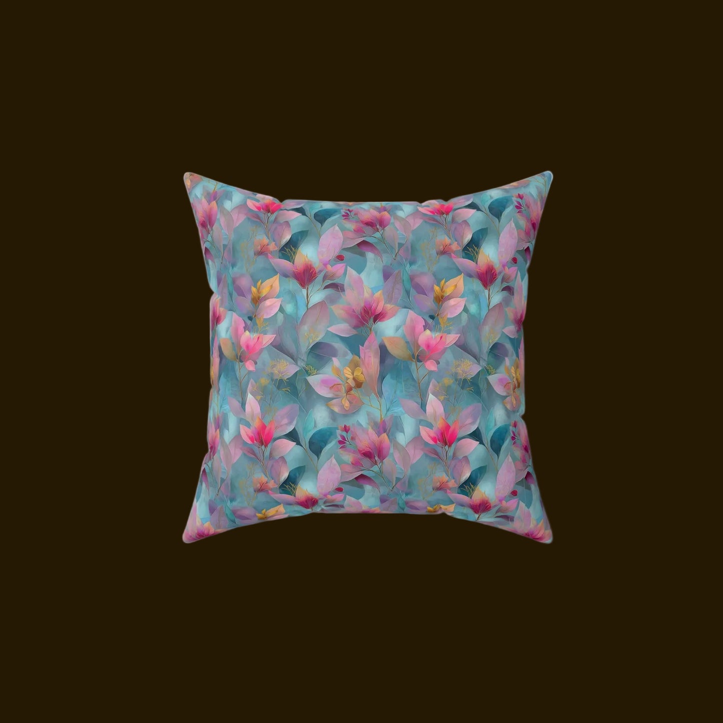 Floral Watercolor Faux Suede Pillow