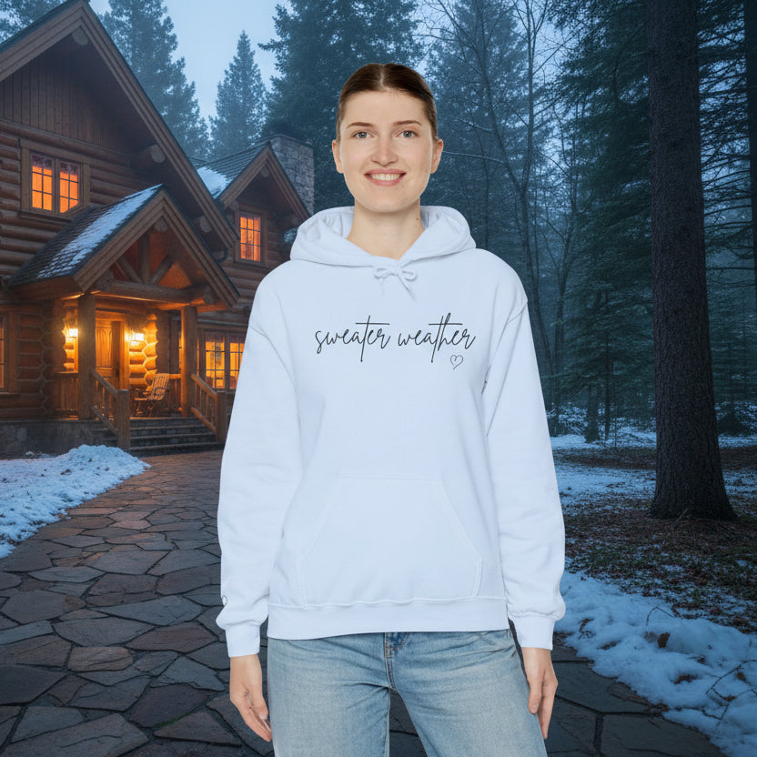 Sweater Weather Hoodie with Heart accent sleeve