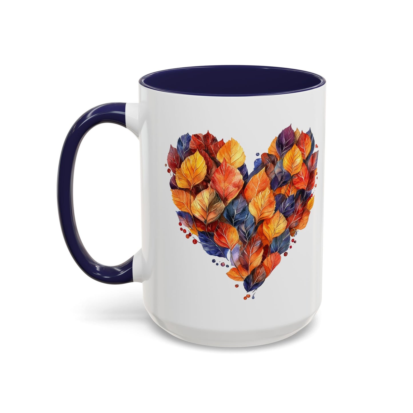 Autumn Leaf Heart Accent Coffee Mug | 11oz or 15oz