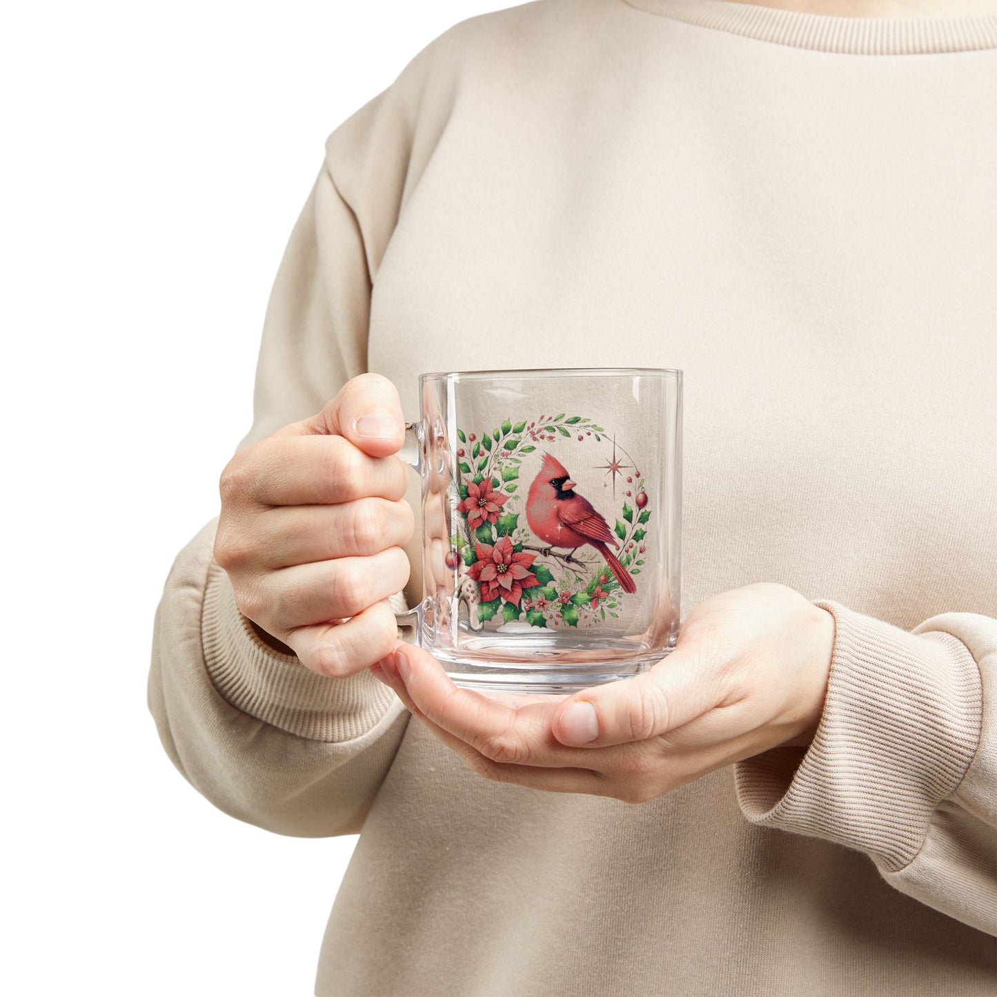Christmas Cardinal Holiday Glass Mug