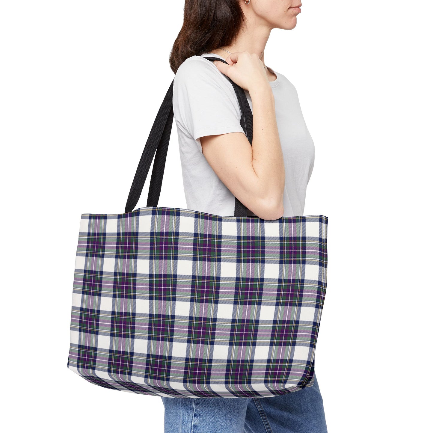 Winter Orchard Plaid Weekend Tote Bag