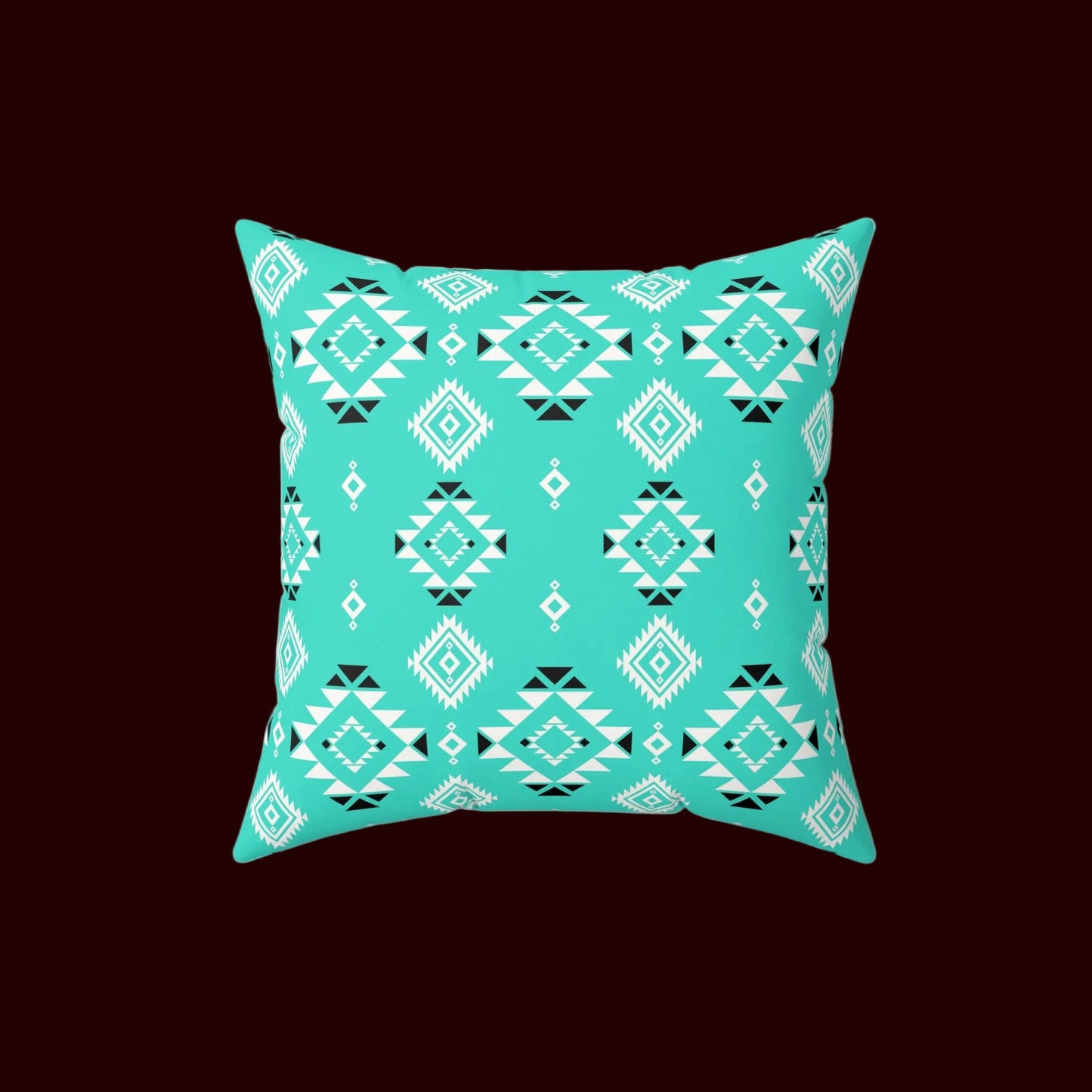 Turquoise Tribal Motif Faux Suede Pillow