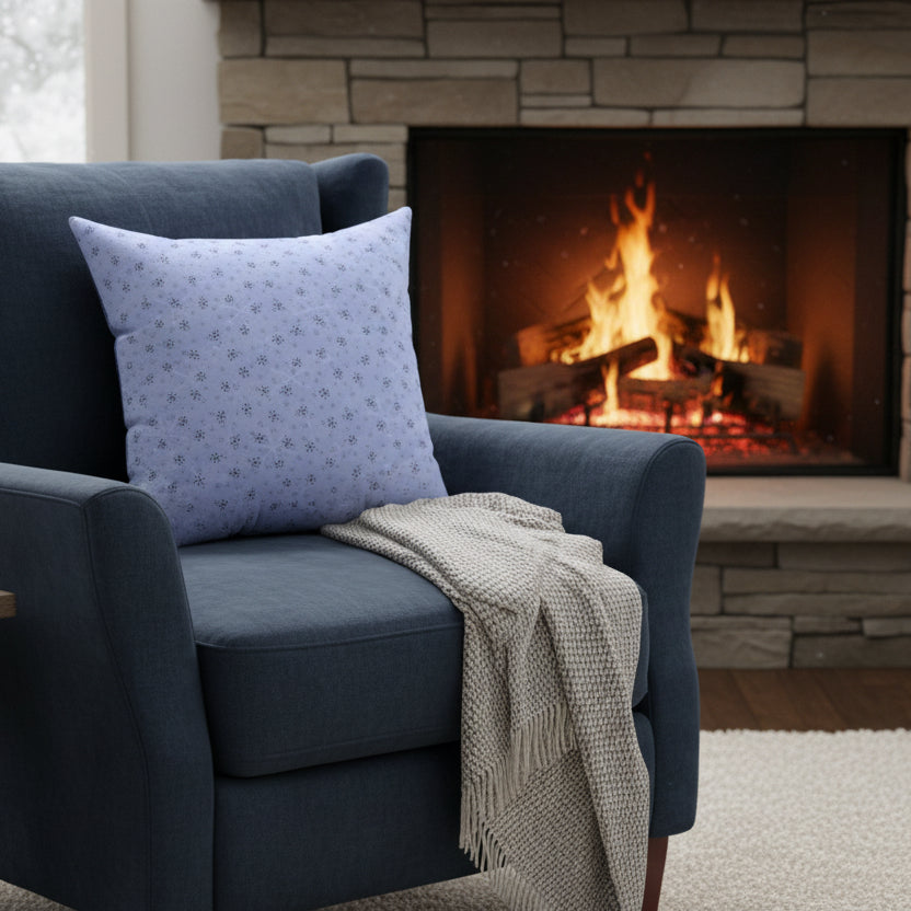 Light Blue Snowflake Throw Pillow