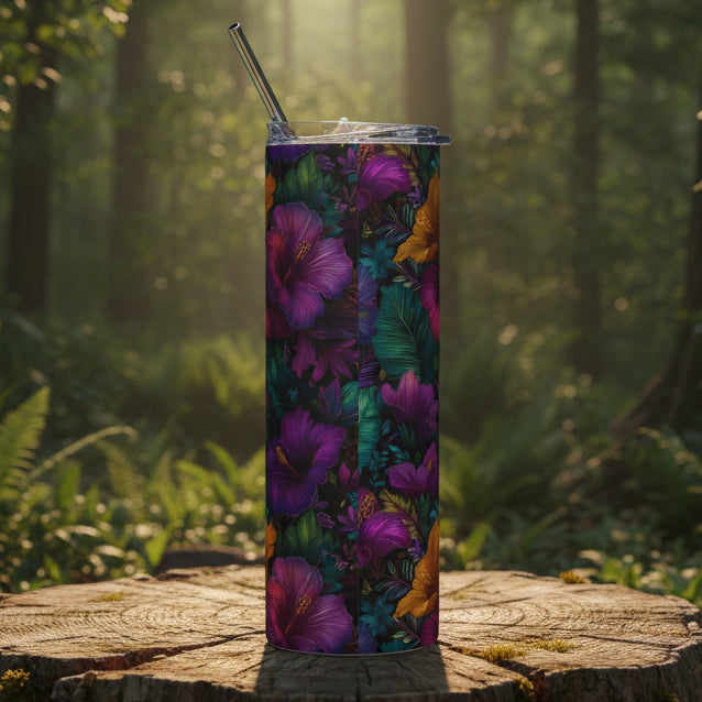 Purple Hibiscus 20oz Floral Stainless Tumbler